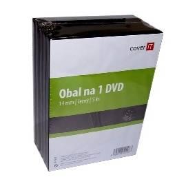 Box für CD/DVD COVER DVD Hülle drauf schwarz, 14 mm, 5 Stück (COVERIT5) schwarz
