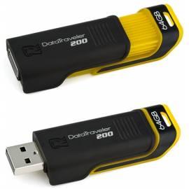 USB-flash-Disk KINGSTON 200, 64GB (DT200 / 64GB) schwarz/gelb