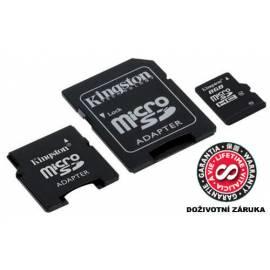 Benutzerhandbuch für Speicherkarte KINGSTON MicroSDHC 8GB, Class 4 + 2 Adapters SD, Mini SD (SDC4 / 8GB-2ADP) schwarz