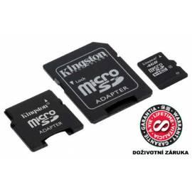 Speicherkarte KINGSTON MicroSDHC 4GB, Class 4 + 2 Adapters SD, Mini SD (SDC4 / 4GB-2ADP)