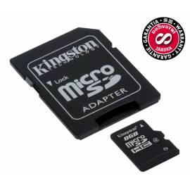 Speicher Karte KINGSTON MicroSDHC 8 GB + Adapter (SDC4/8 GB) schwarz Bedienungsanleitung