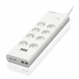 Überspannungsschutz BELKIN 230V, 8-Sockets, 2xUSB/tel/RJ45, 2 m (BM108222ca2M) weiß