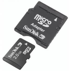 Speicherkarte SANDISK Micro SD 2 GB + SD-Adapter (90975) schwarz