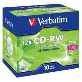 Handbuch für Aufnahme Medium VERBATIM CD-RW-DL 700MB/80 min. 8 bis 12 x, Jewel-Box, 10ks (43148)