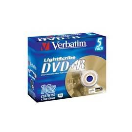 Datasheet Aufnahme Medium VERBATIM DVD + R 4, 7GB 16 X, LightScribe, Jewel-Box, 5ks (43575)