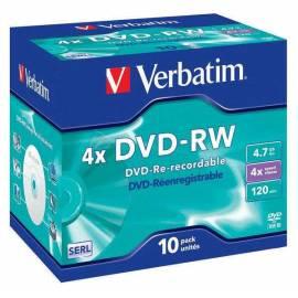 Aufnahme Medium VERBATIM DVD-RW DLP, 4.7 GB, 4 X, Jewel-Box, 10ks (43486)