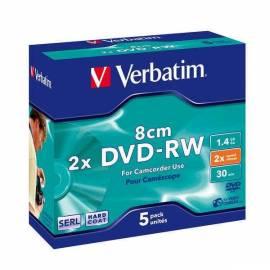 Bedienungsanleitung für Aufnahme Medium VERBATIM DVD-RW DLP, 1.4 GB, 2 X, 8 cm, Jewel-Box, 5ks (43514)