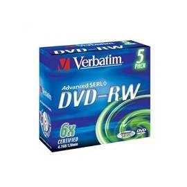 Aufnahme Medium VERBATIM DVD-RW DLP, 4,7 GB, 6 X, Jewel-Box, 5ks (43525)
