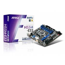 MSI Mainboard H55M-E33 (1156, 4DDR3, GbLAN, HDMI, VGA 512, mATX)