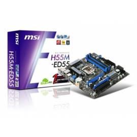 Motherboard MSI H55M-ED55 (4DDRIII, GbLAN, DVI, APS, Kühlkörper)