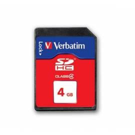Datasheet Speicherkarte VERBATIM SDHC 4GB Class 4 P-Blistr (44016)