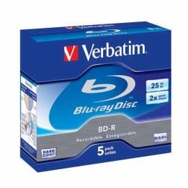 Aufnahme Medium VERBATIM BD-R SL 25GB 2 X, Jewel-Box, 5ks (43613)