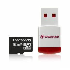 Speicherkarte TRANSCEND MicroSDHC 16GB Class 6 + USB-Lesegerät (TS16GUSDHC6-P3)