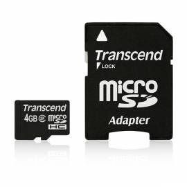 Speicherkarte TRANSCEND MicroSDHC 4GB Class 2 + Adapter (TS4GUSDHC2)