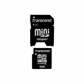 TRANSCEND 4 GB Klasse 4 MiniSDHC Speicherkarte + Adapter (TS4GSDMHC4) Gebrauchsanweisung