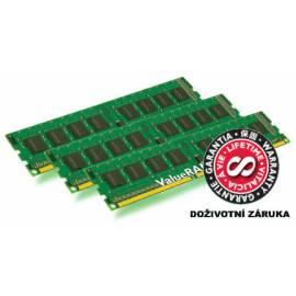 Benutzerhandbuch für Speichermodul KINGSTON 3GB DDR3 - 1333MHz CL9 Kit 3x1GB (KVR1333D3N9K3 / 3G)