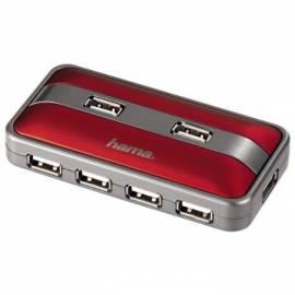 HAMA USB 2.0 Hub USB HUB 1:7, rot/anthrazit, mit einem externen Netzteil (78494)