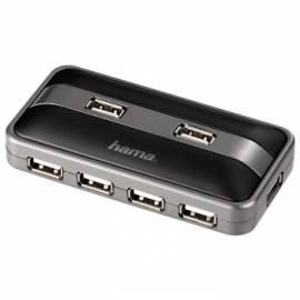 HAMA USB 2.0 Hub USB HUB 1:7, mit einem externen Netzteil, schwarz/anthrazit (78483)
