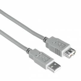 30618 Hama-Kabel, USB Kabel, Typ A-A, Verlängerung, Länge 3,0 m grau