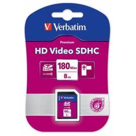 Speicher Karte VERBATIM SDHC 8GB HD VIDEO (180min) Klasse 6p-Blistr (44030) Gebrauchsanweisung