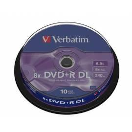 Recording Medium VERBATIM DVD + R DL 8,5 GB, 8 X, Silber, 10-Kuchen (43666) Bedienungsanleitung