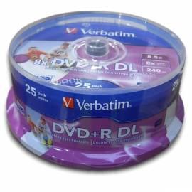 Aufnahme Medium VERBATIM DVD + R DL 8, 5GB 8 x, bedruckbar, 25-Kuchen (43667)