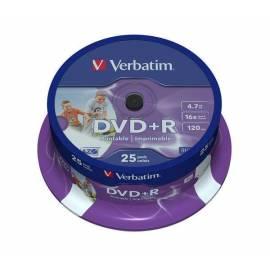 Aufnahme Medium VERBATIM DVD + R 4, 7GB 16 x, bedruckbar, 25-Kuchen (43539)