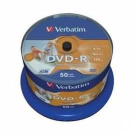 Datasheet Aufnahme Medium VERBATIM DVD-R 4.7 GB 16 x, bedruckbar, 50-Kuchen (43533)