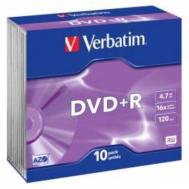 Disk DVD + R VERBATIM 4, 7GB 16 x Silber, slim-Box, 1ks Gebrauchsanweisung