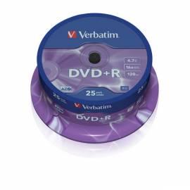 Bedienungshandbuch Zaznamove mittlere VERBATIM DVD + R 4, 7 GB 16 X, 25-Kuchen (43500)