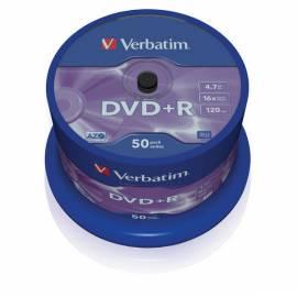 Zaznamove mittlere VERBATIM DVD + R 4, 7 GB 16 X, 50-Kuchen (43550)