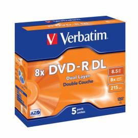 Handbuch für Aufnahme Medium VERBATIM DVD-R 8,5 GB DL 8 x Jewel-Box, 5ks/Pack (43596)