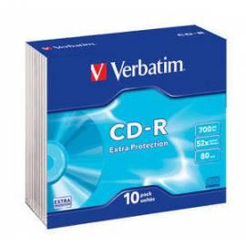 VERBATIM 700 MB, 52 x, die Aufnahme Medien / 80min EPSlim, 10 (43415)