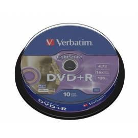 Bedienungsanleitung für Zaznamove mittlere VERBATIM DVD + R 4.7 GB 16 X LightScribe, 10-Kuchen (43576)