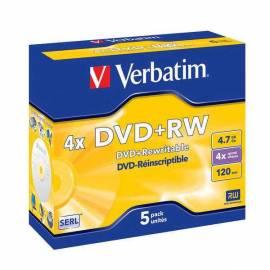 Datasheet Aufnahme Medium VERBATIM DVD + RW 4, 7GB 4 x, Jewel-Box, 5ks (43229)