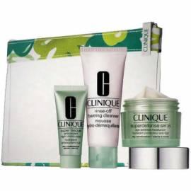 Bedienungsanleitung für CLINIQUE Kosmetika erhellen und schützen Superdefense SPF25 Set 50ml + 50ml Spülen aus schäumende Reiniger + 15 ml Super Rescue Antioxidant Night + Tasche