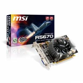 Grafikkarte MSI R5670-PMD1G-OC 1 GB D5 800 / 4040MHz HDMI + DVI + DP-FAN