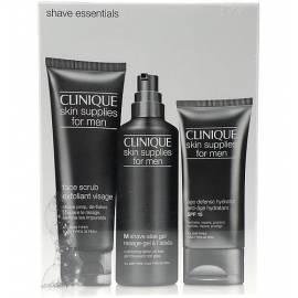 Kosmetika CLINIQUE Skin Supplies für Männer legen Sie rasieren Essentials 100ml Face Peeling + 41ml M Shave Aloe Gel + 50ml Age Defense Hydrator Bedienungsanleitung