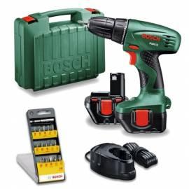 BOSCH Akuscrewdriver Cordless drill, PSR 12, 2 Batterie + Werkzeug grün