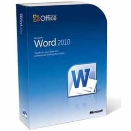 Bedienungshandbuch Software MICROSOFT Word 2010 32-Bit/X 64 CZ DVD (059-07625)