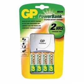 Ladegerät GP PowerBank PB520GS + 4 X GP250AAHC Silber