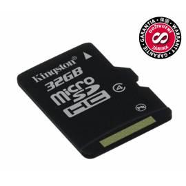 Speicherkarte KINGSTON Micro SDHC 32GB - Klasse 4 (Bez anzupassen.) (SDC4/32GBSP)