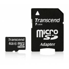 Bedienungshandbuch TRANSCEND 4 GB MicroSDHC-CARD-Memory Generation (Class10) die Datengenerierung (TS4GUSDHC10)