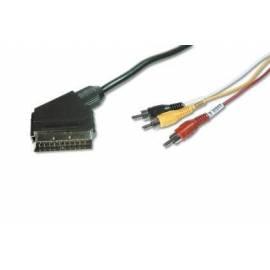 DIGITUS SCART Anschluss-Kabel, SCART 21pin - 3 X Cinch