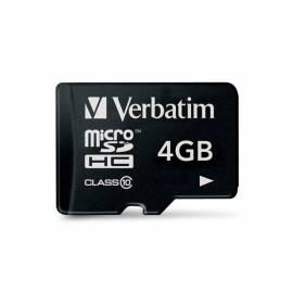 Bedienungshandbuch VERBATIM Micro Secure Digital SDHC Class10 Karte der Speicherkarte 4GB (44011)