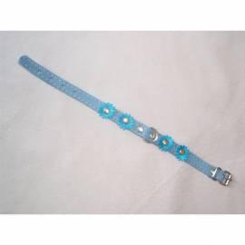 Halsband Wildleder Beatin 12mmx30cm mit Blumen, blau