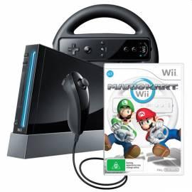 Bedienungshandbuch Konzole Wii schwarz + Mario Kart + Wheel