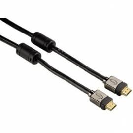 Hama HDMI Stecker, Kabel, 3 m, gold plattiert, Metall-Gabel, Ferrit-Filter