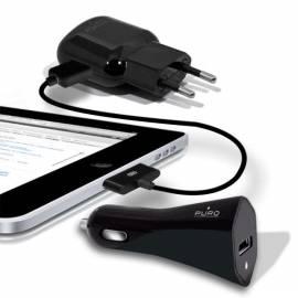 Ladegerät, Reiseladegerät, Puro (Set) für das iPad 2, schwarz