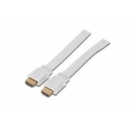 Kabel HDMI Highspeed-Verbindung erscheint flach Digitus, AWG30, 3 m. Kontakte